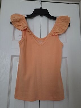 Old Navy Women's Vibrant Peach Ruffle Sleeve Tank Top
